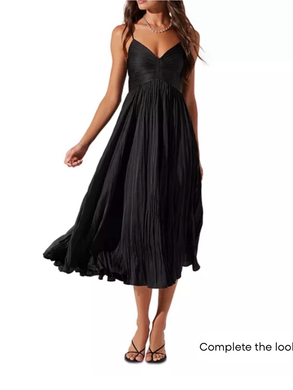 Astr Black Spaghetti-Strap V-Neck Midi Dress